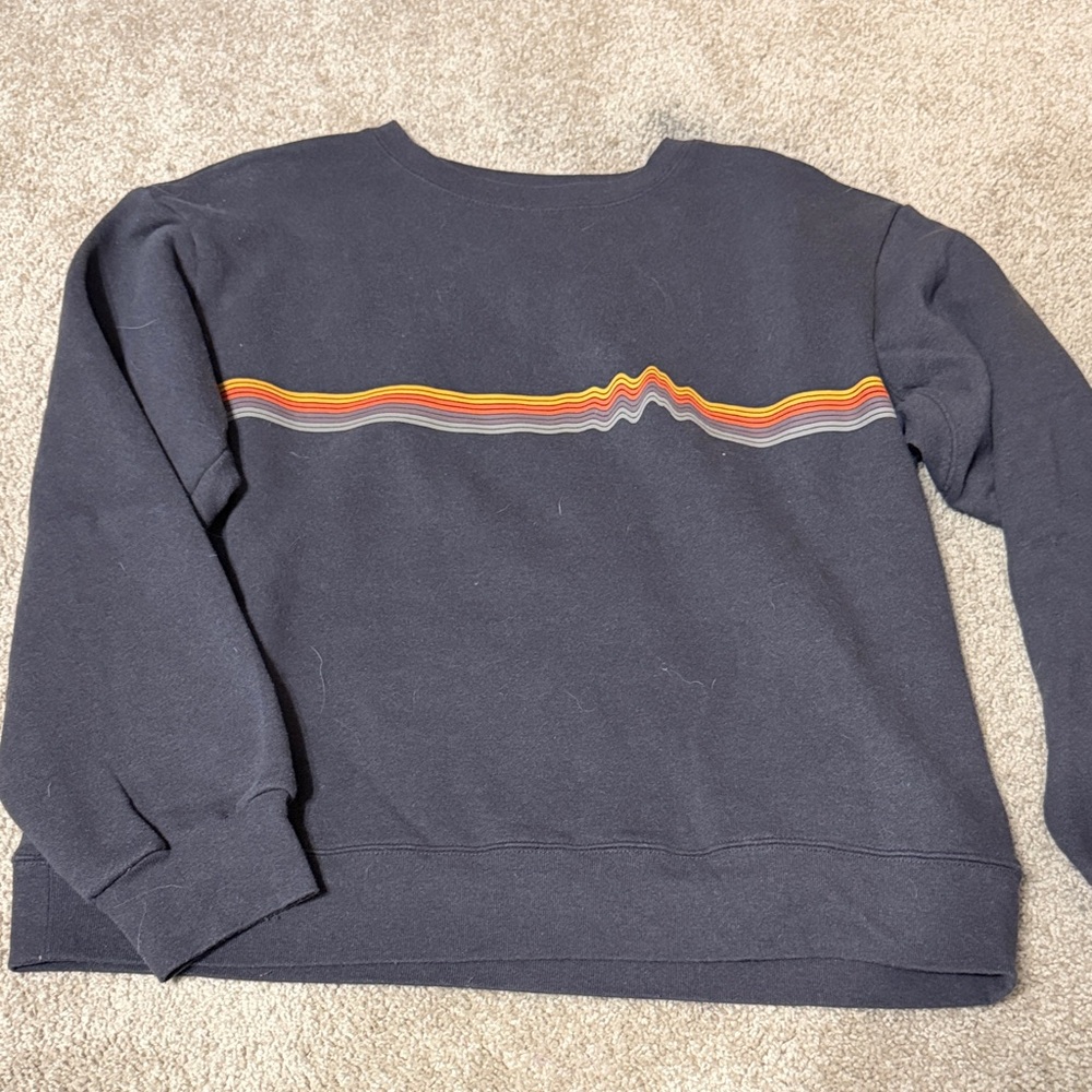 Patagonia Women’s Brown Crewneck Sweater with Colorful Stripe